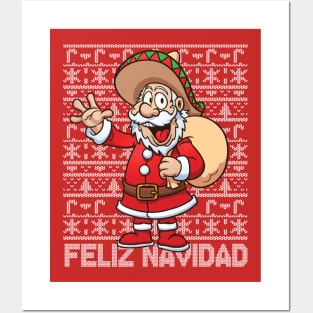 Feliz Navidad Satna Ugly Christmas Sweater Posters and Art